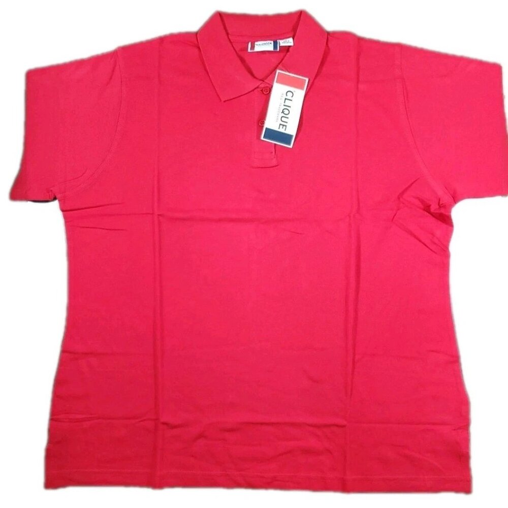 Clique Polo Shirt Mens Red Cool Dry Polyester Stretch Performance Golf 1X NWT